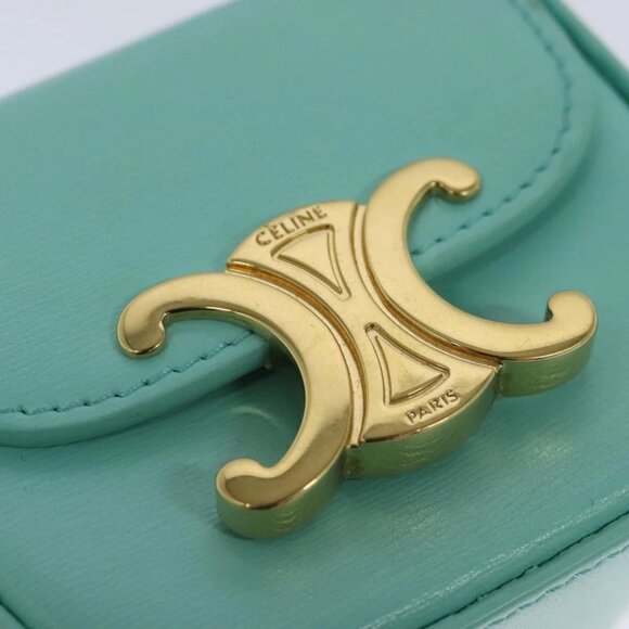 CELINE Triomphe Mini Claude Shoulder Bag Leather Light Blue Auth 114195AV - Picture 10 of 16